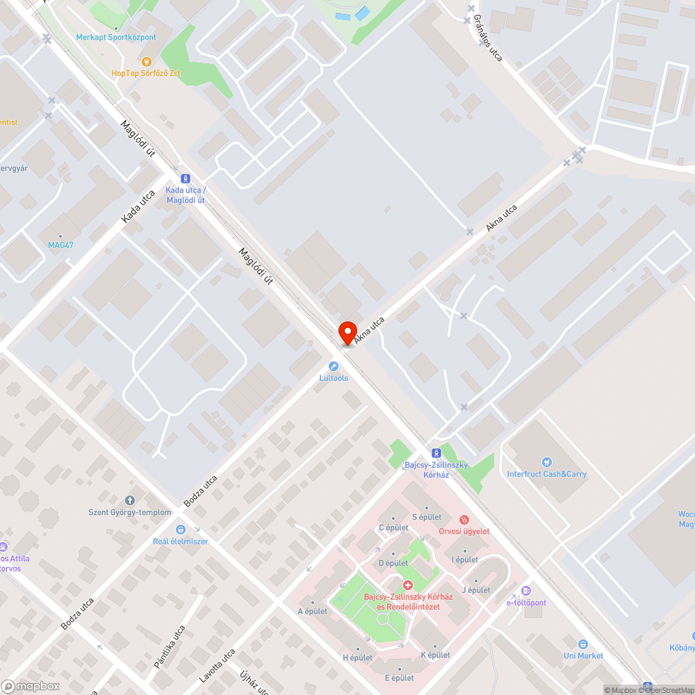 Akna utca kátyú bejelentés helye