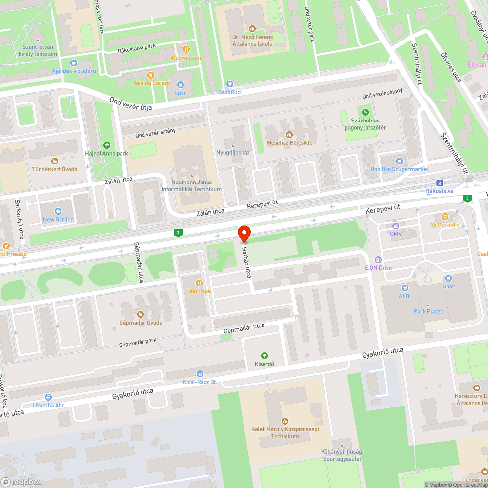 Többszörösen megrongált oszlop bejelentés helye