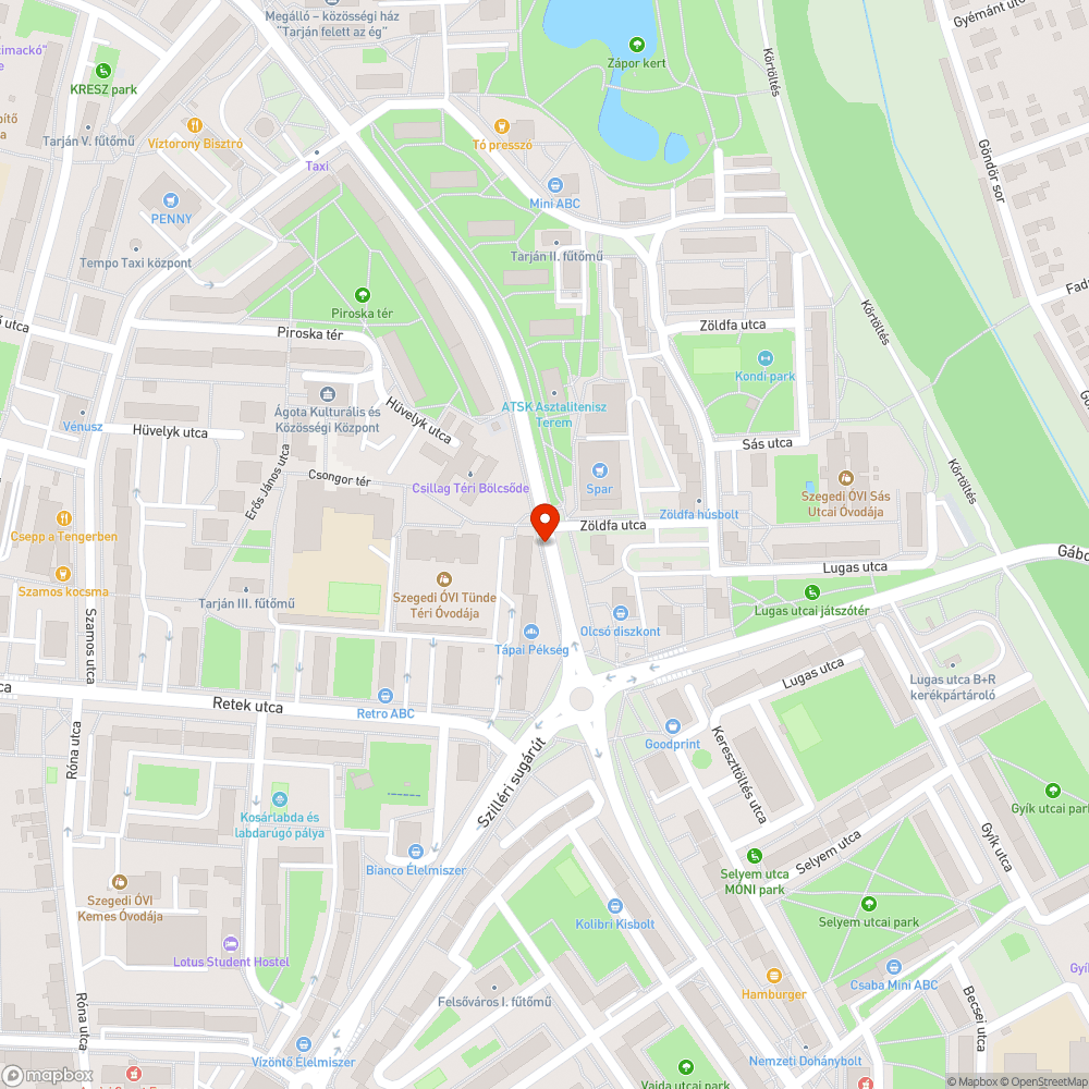 Hiányzó buszmegállót jelölő útburkolati jel - Budapesti krt. 6. bejelentés helye