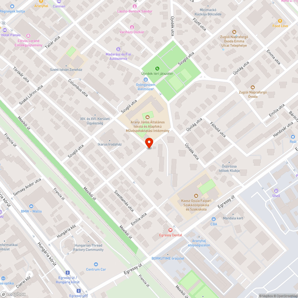 Elhagyott jármű bejelentés helye