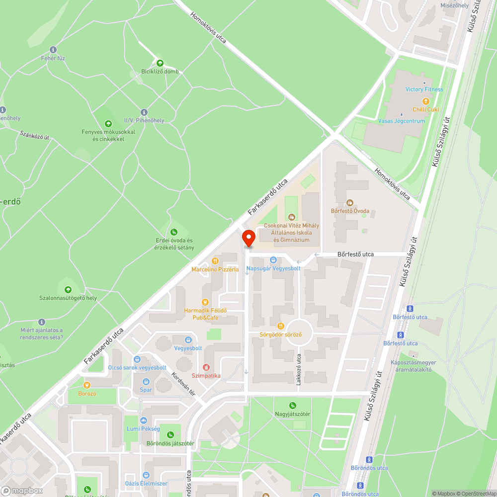 Kátyú a Szíjgyártó utca - Bőrfestő utca kereszteződésében bejelentés helye