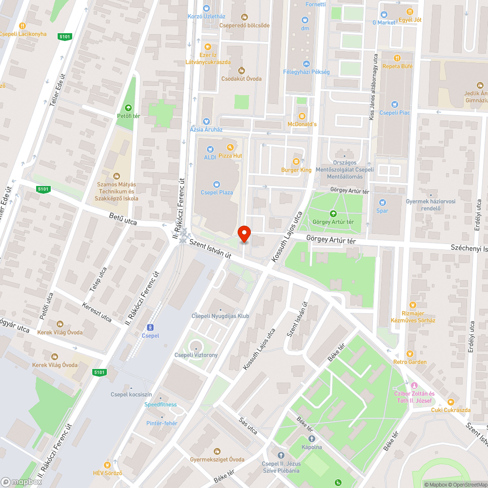 Kátyú a Csepel Pláza mellett bejelentés helye