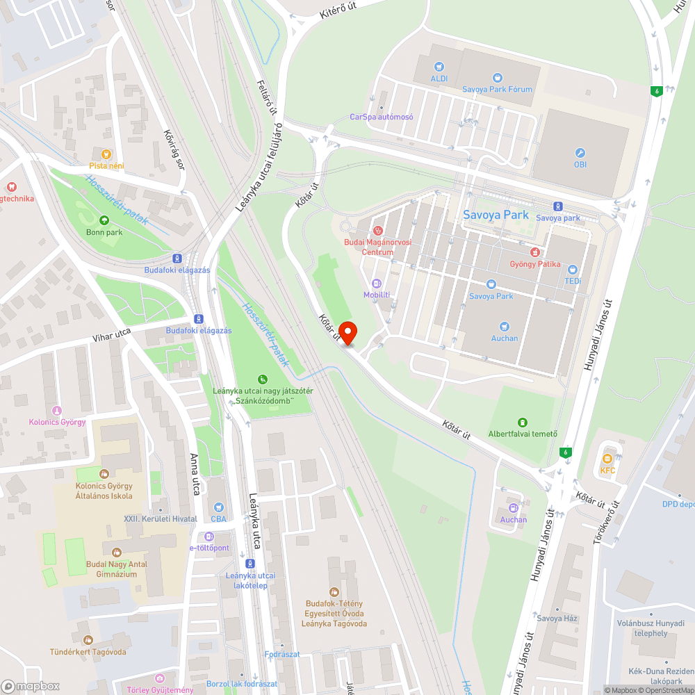 Kőtár és Feltáró út hiányos közvilágítás bejelentés helye