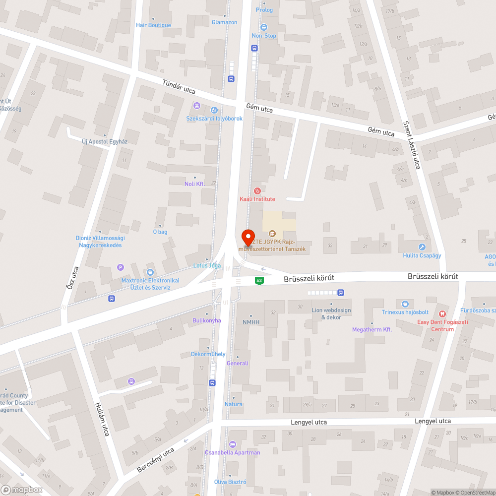 Megdőlt táblaoszlop - Brüsszeli krt. és Csongrádi sgt. sarka bejelentés helye