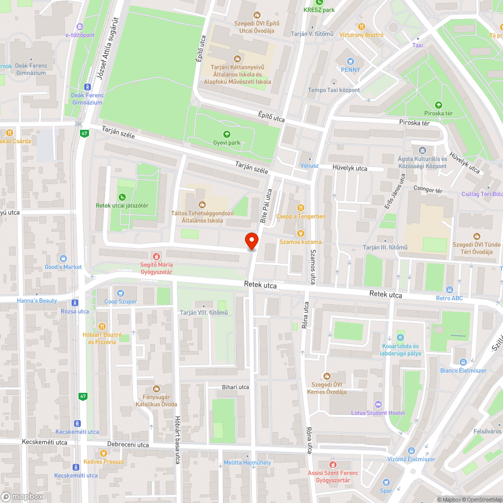 Kőtörmelék a zöldsávban -Retek utca bejelentés helye