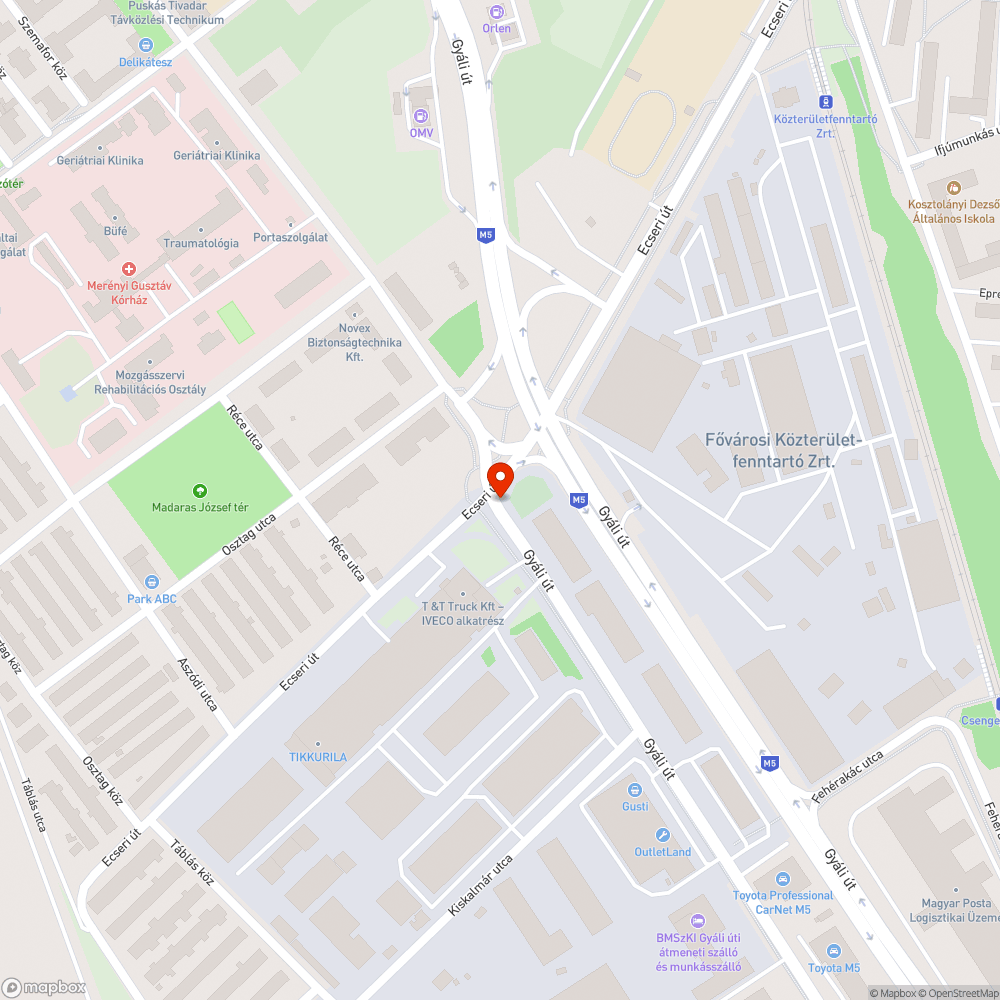 Szemét a Gyáli út/Ecseri út sarkán bejelentés helye