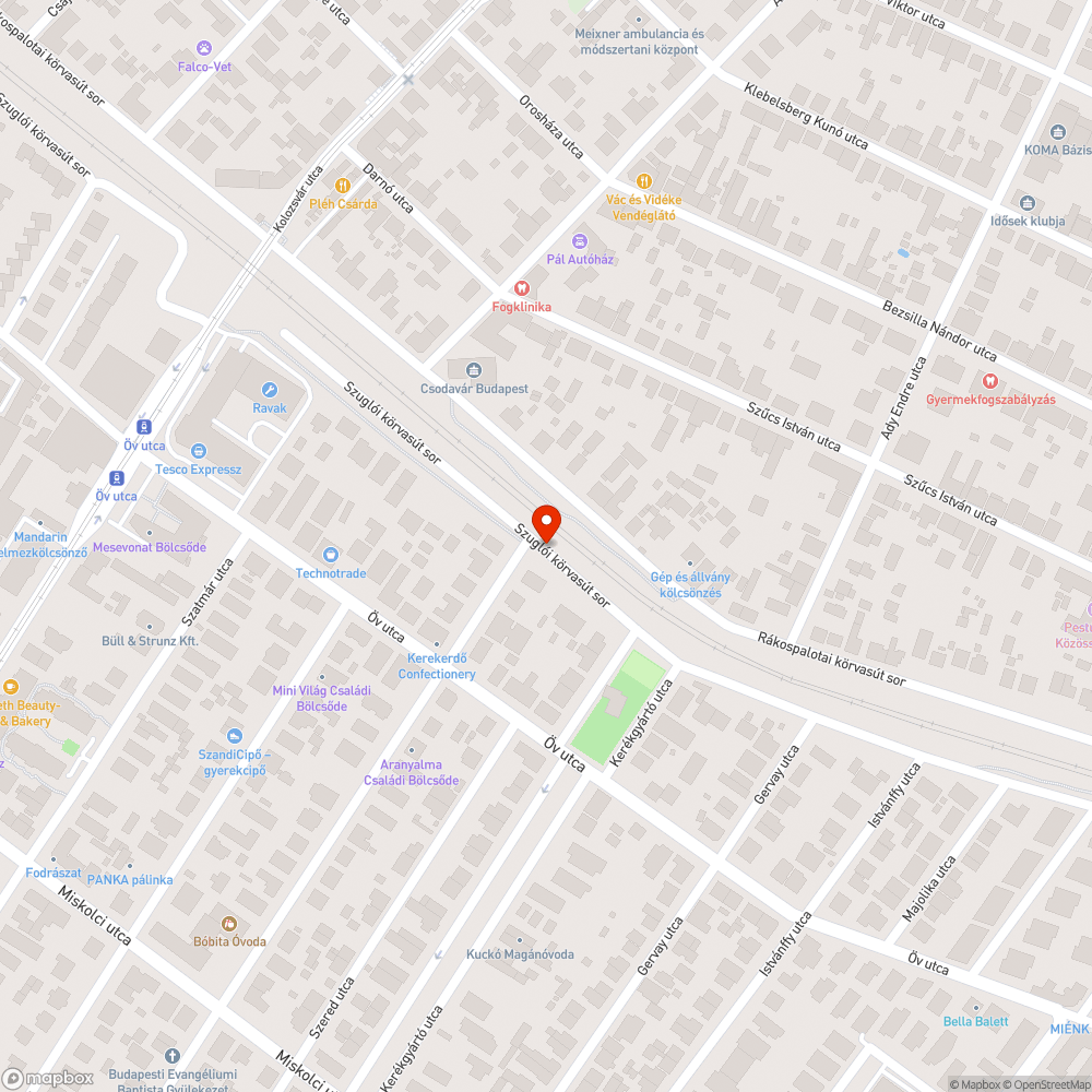 Szuglói Körvasút sor kátyúi bejelentés helye