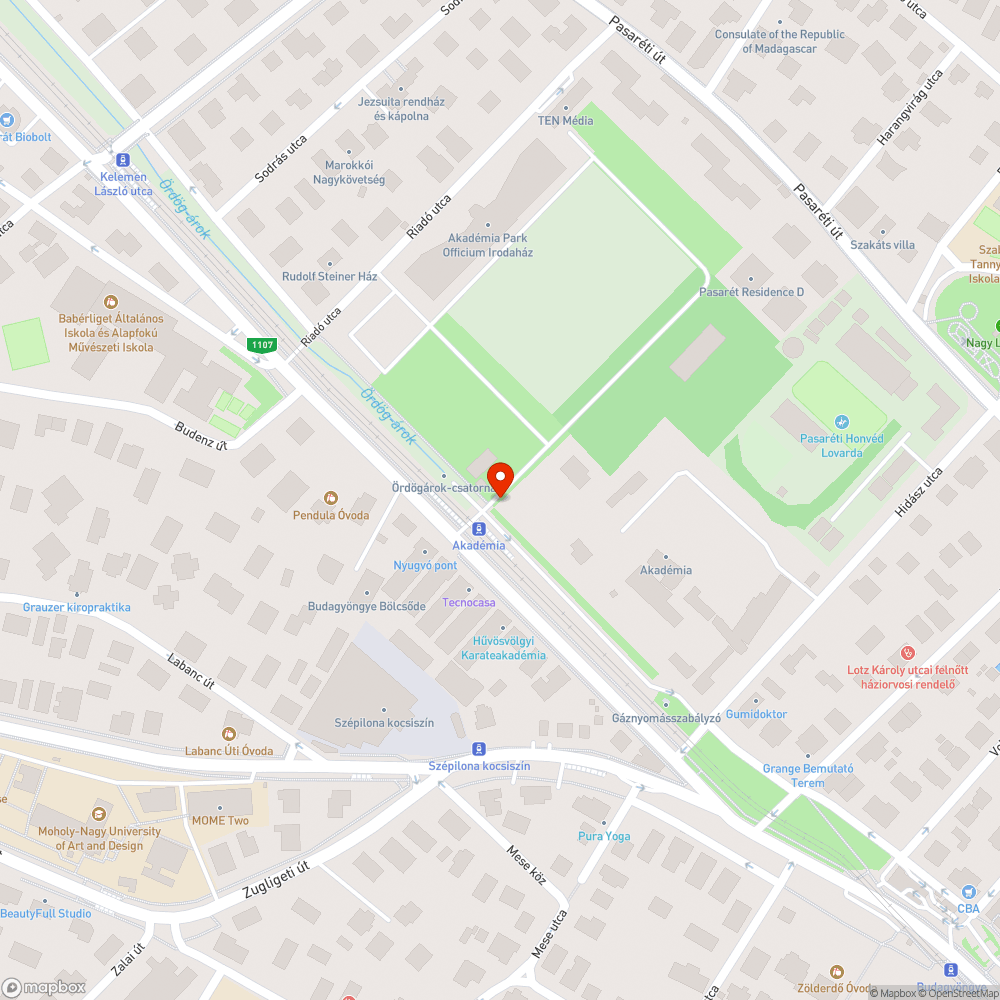 Graffitis villamosmegálló bejelentés helye