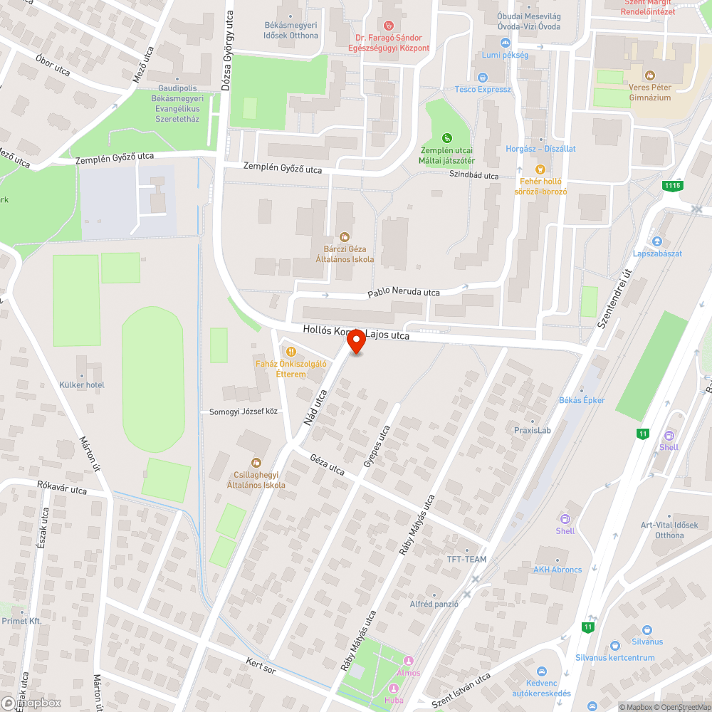 Széttört autó bejelentés helye