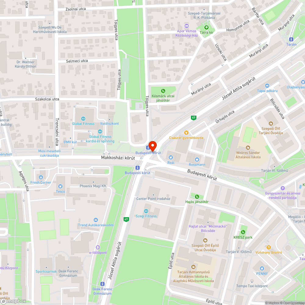 Éles táblacsonk a kerékpáros átvezetésben - Budapesti krt. és József A. sgt. sarkán bejelentés helye