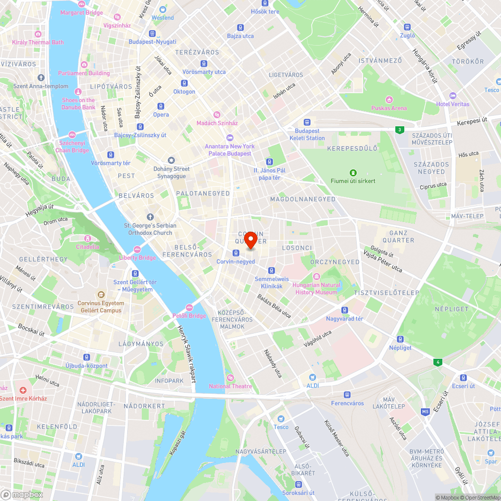 Kidőlt szék a Corvin sétányon bejelentés helye