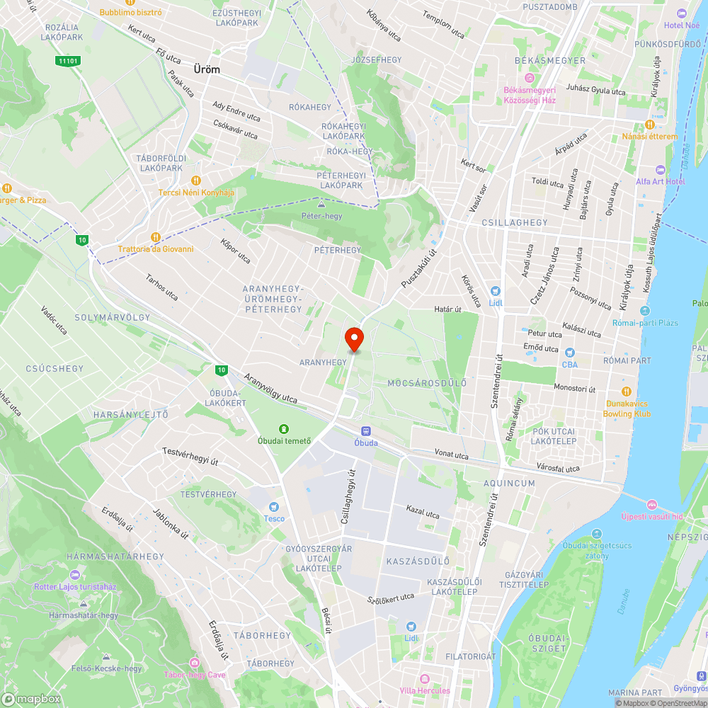 Közvilágítás hiánya az Aranyhegyi úton bejelentés helye