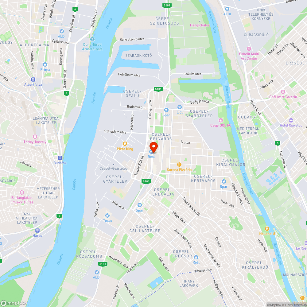 Csepel KORZÓ előtti lámpa bejelentés helye