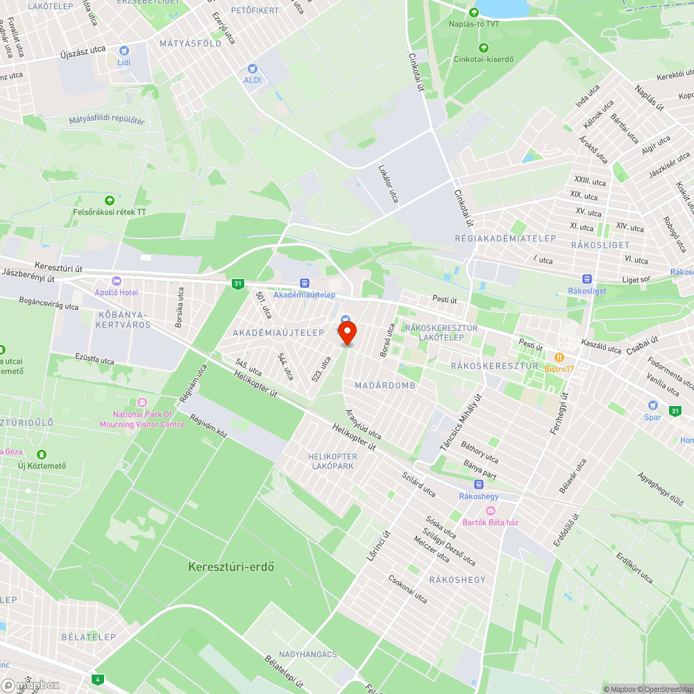 Kertvárosi buszmegálló... bejelentés helye