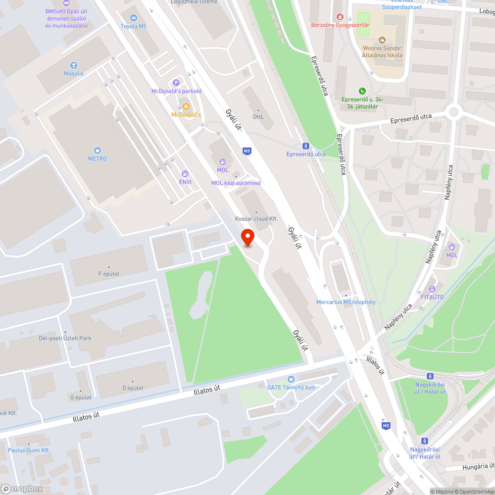 Kiégett autó bejelentés helye