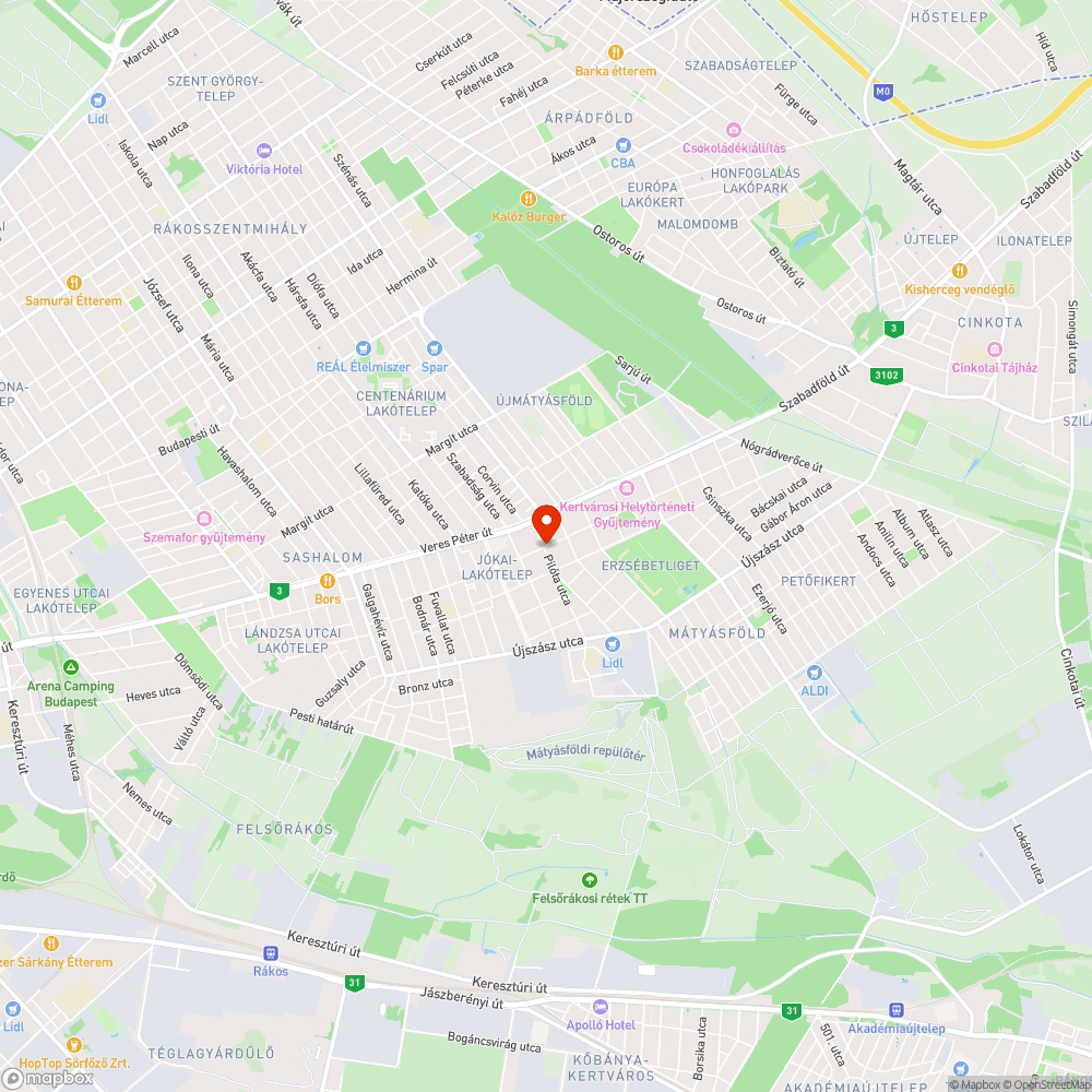 Kátyú bejelentés helye