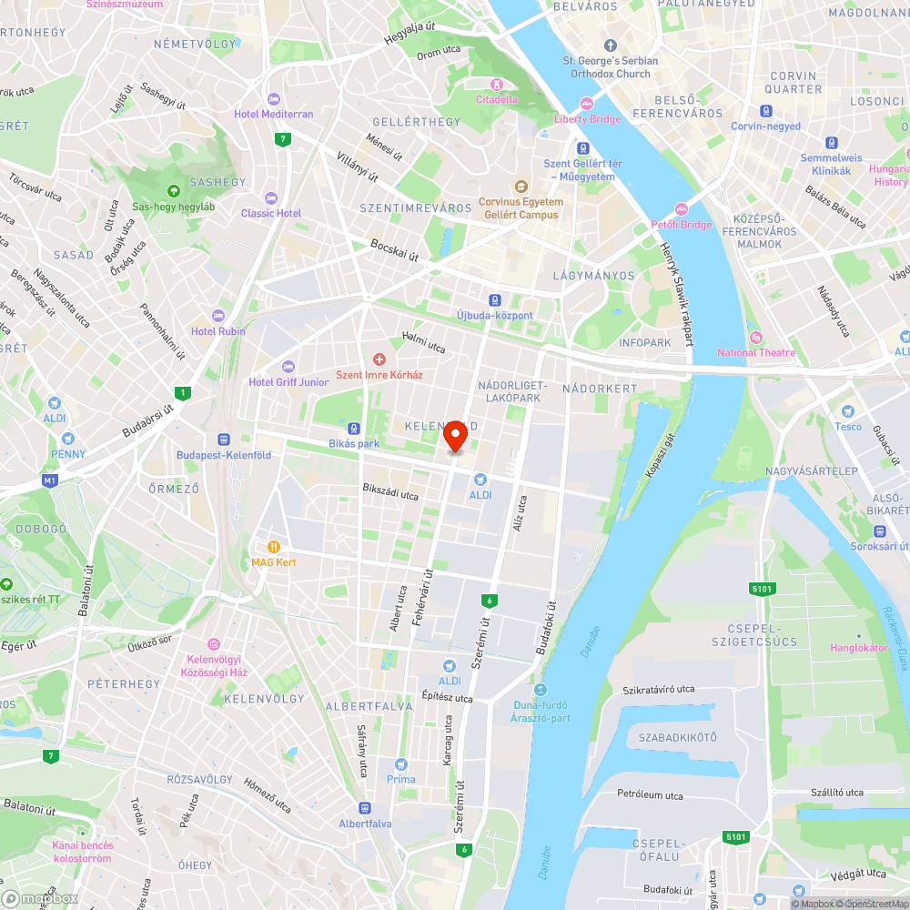 Fehérvári úti kátyúk bejelentés helye