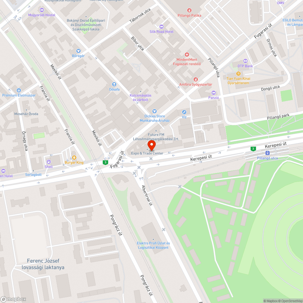 Kerepesi úton lévő vasúti (?) sín bejelentés helye