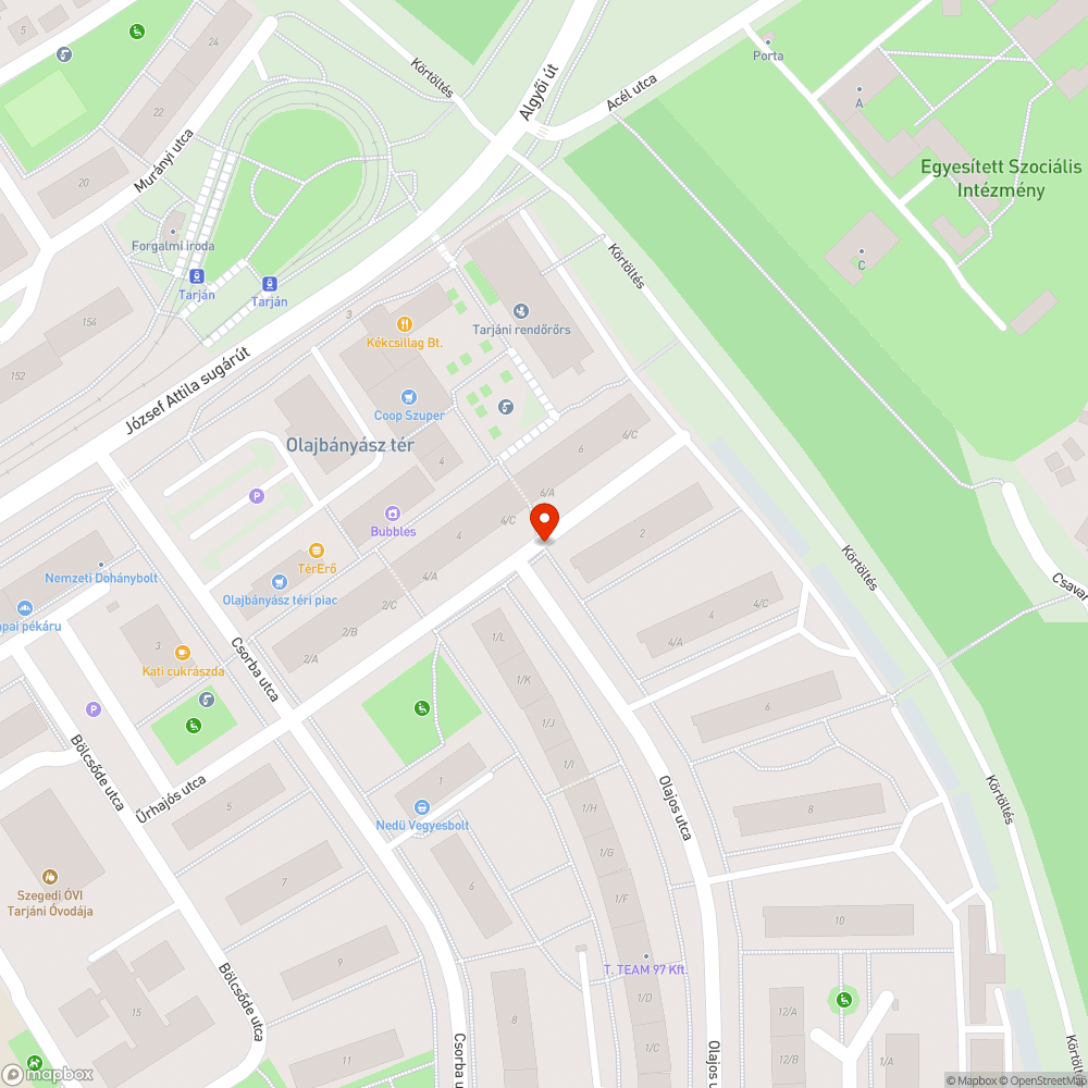 Megdőlt tábla - Olajos utca és Csörlő utca sarka bejelentés helye