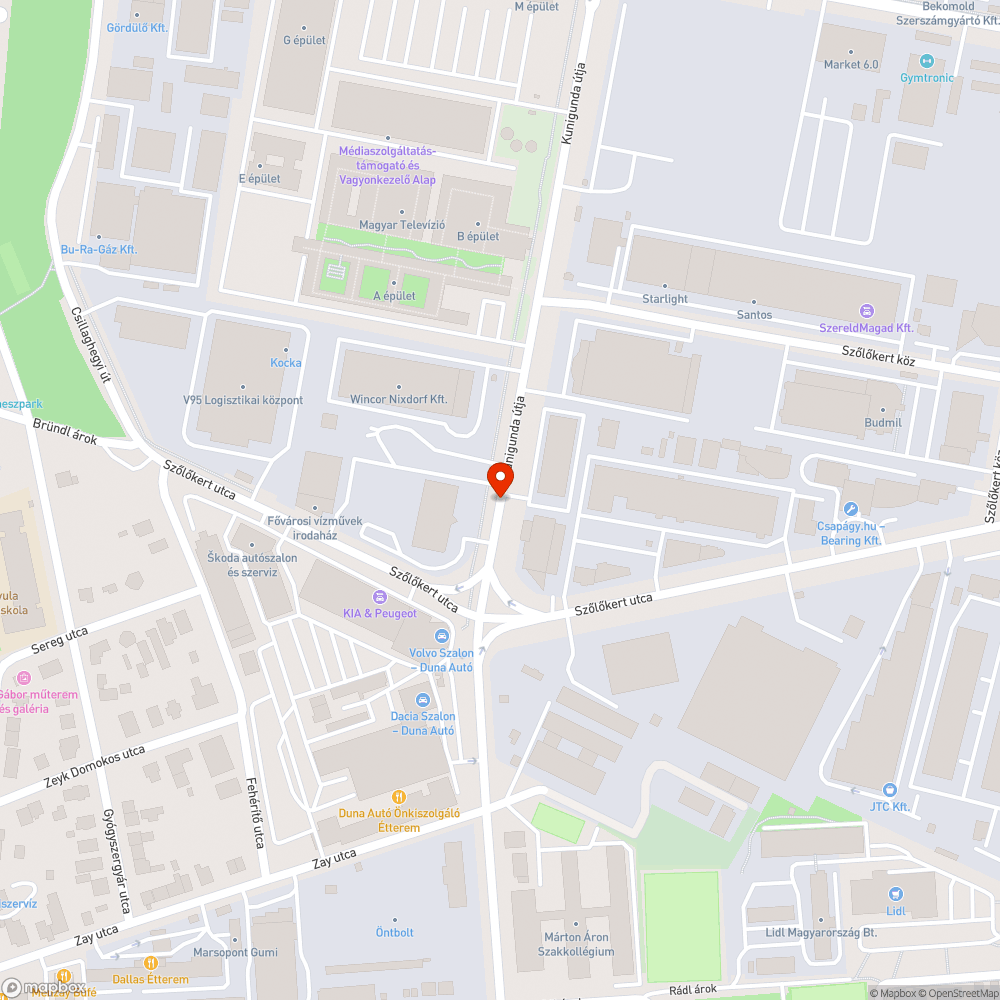 Kátyúk bejelentés helye