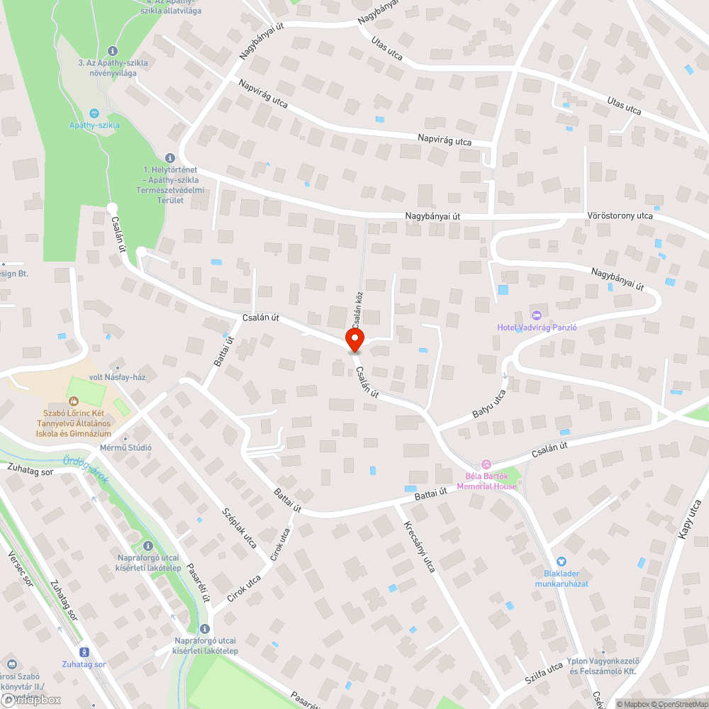 Úthiba bejelentés helye