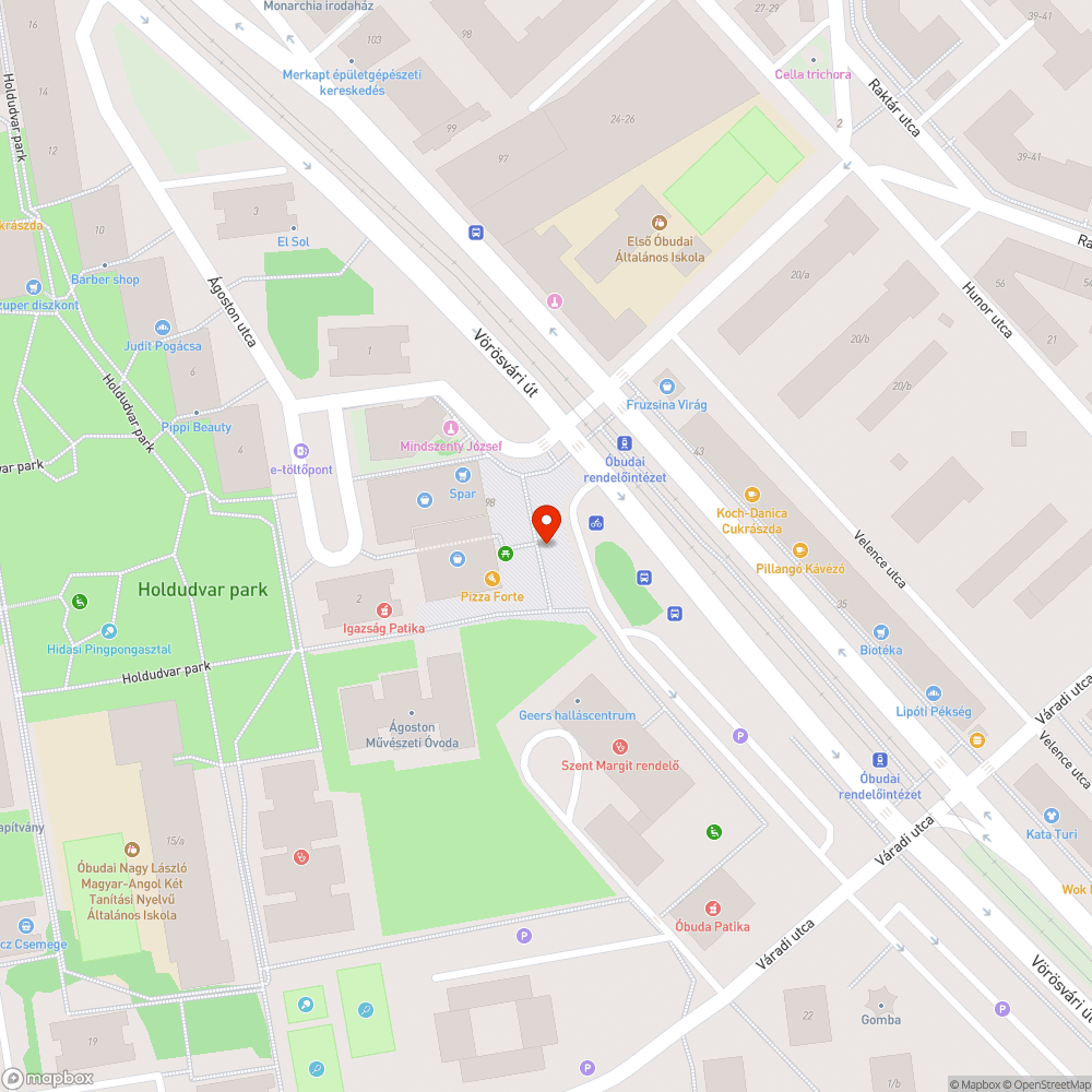 Vörösvári úti Spar előtt burkolatsüllyedés bejelentés helye