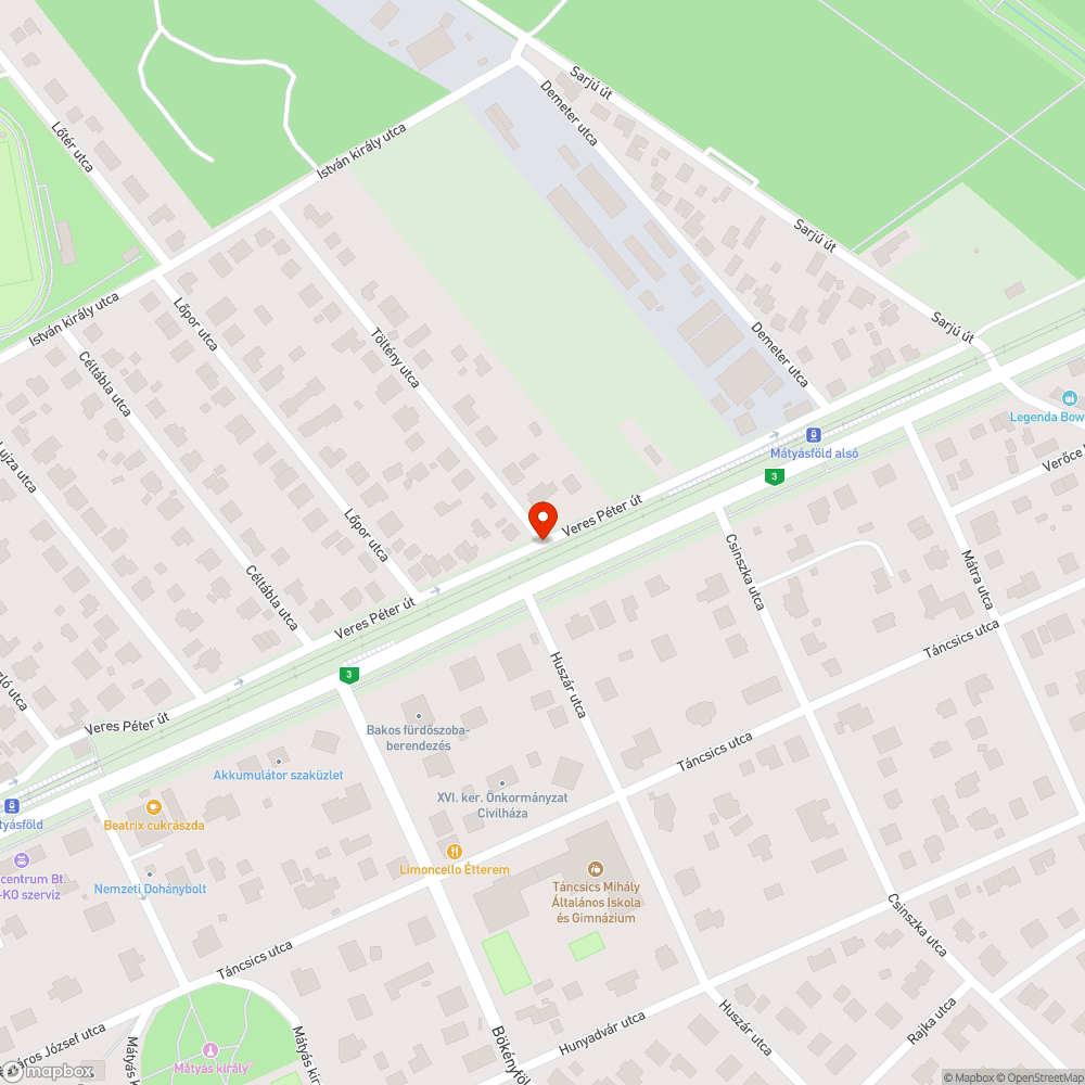 Kátyú (Veres Péter út/Töltény u.) bejelentés helye