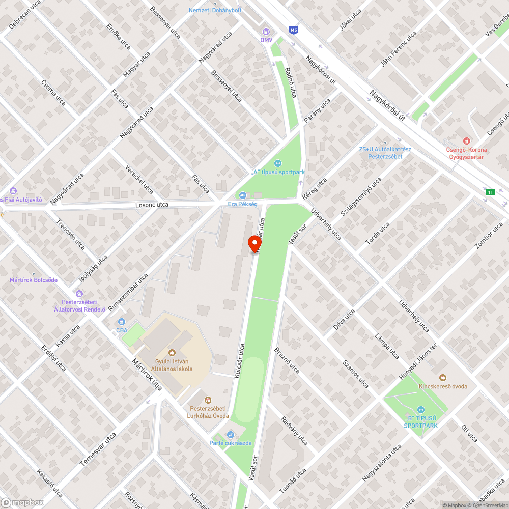 XX. Kulcsár utcai kutyafuttató vs. parkoló autók bejelentés helye