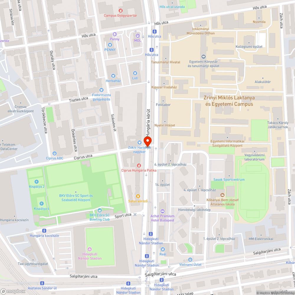 Kátyús, nyomvályús zebra bejelentés helye