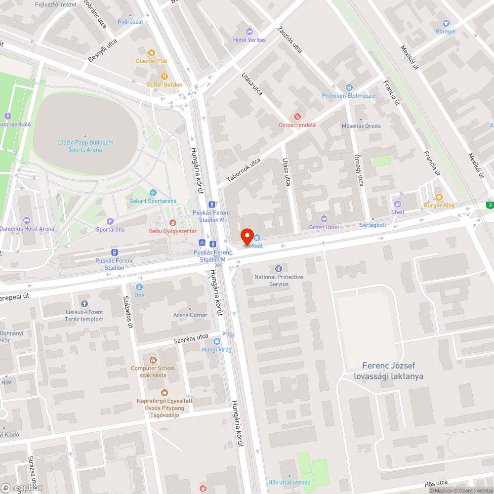 Gyalogos útvonal akadályai a Puskás Ferenc Stadionnál bejelentés helye