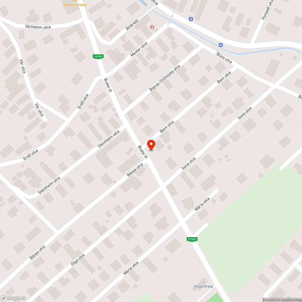 Budai úton elhagyott jármű bejelentés helye