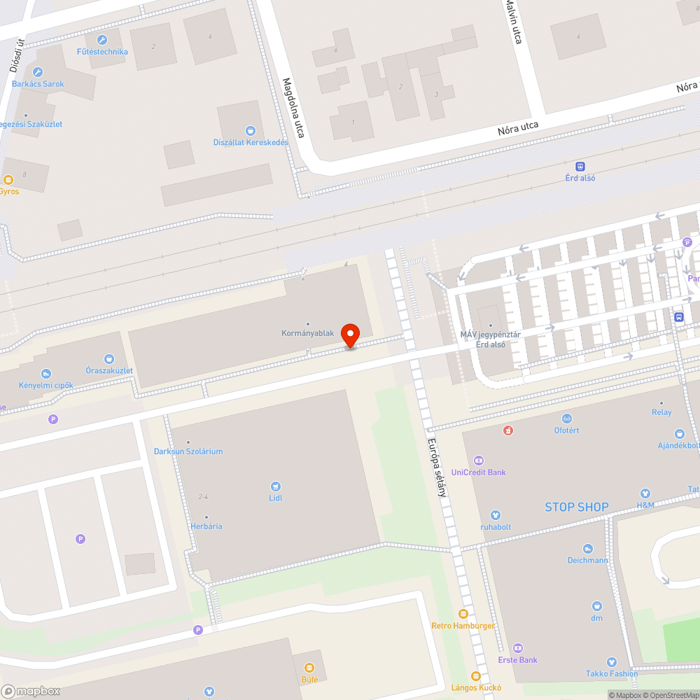 Érd - Európa stny - óriás kátyú bejelentés helye