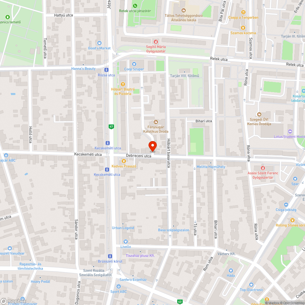 Alulméretezett ívű kanyar - Debreceni utca és Dandár utca sarka bejelentés helye