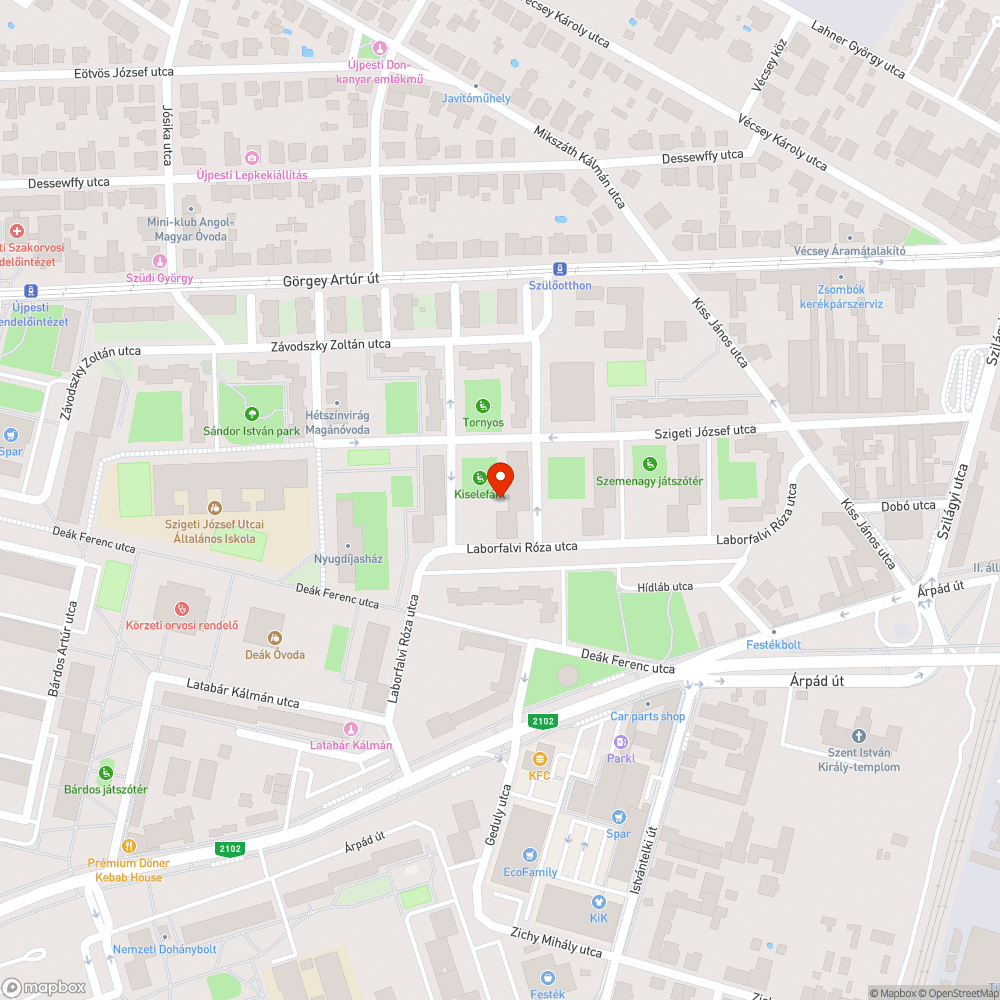 Szigeti 13. és 7 közötti park újrafüvesítése bejelentés helye