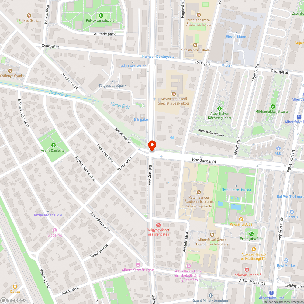 Elferdült tábla Tétényi/Kondorosi bejelentés helye