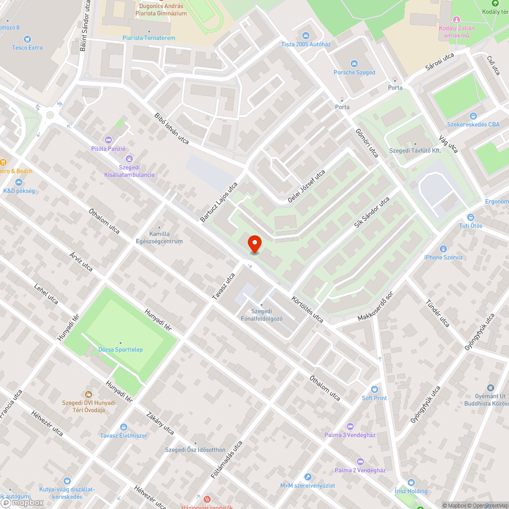 Megsüllyedt csatornarács - Körtöltés utca 1/e. (Tavasz utcai saroknál) bejelentés helye