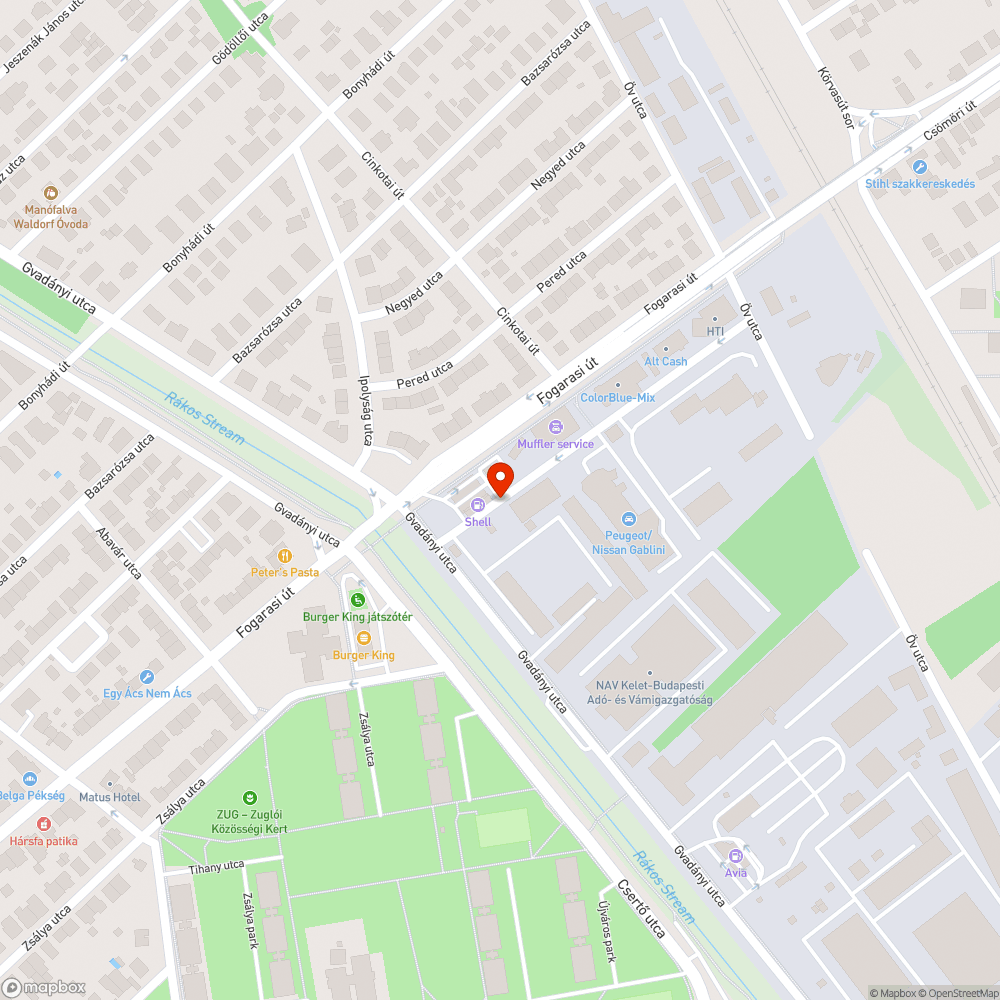 Veszélyes kátyú bejelentés helye