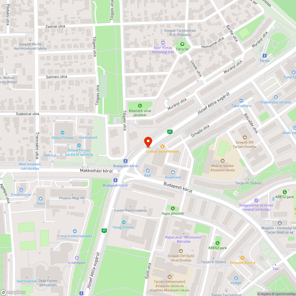 Összefirkált és ragacsos üvegű telefonfülke - József A. sgt. és Budapesti krt. sarka bejelentés helye