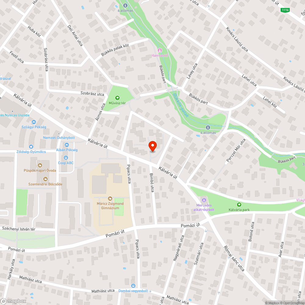 Új-Művésztelep bejáratánál lévő vizelvezető rács meghibásodása bejelentés helye