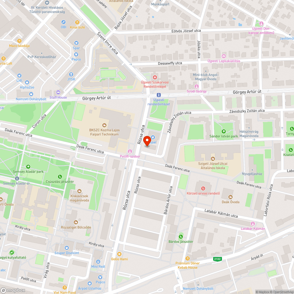 Rózsa utca 73. üzletsor melletti bokrok alja teleszemetelve bejelentés helye