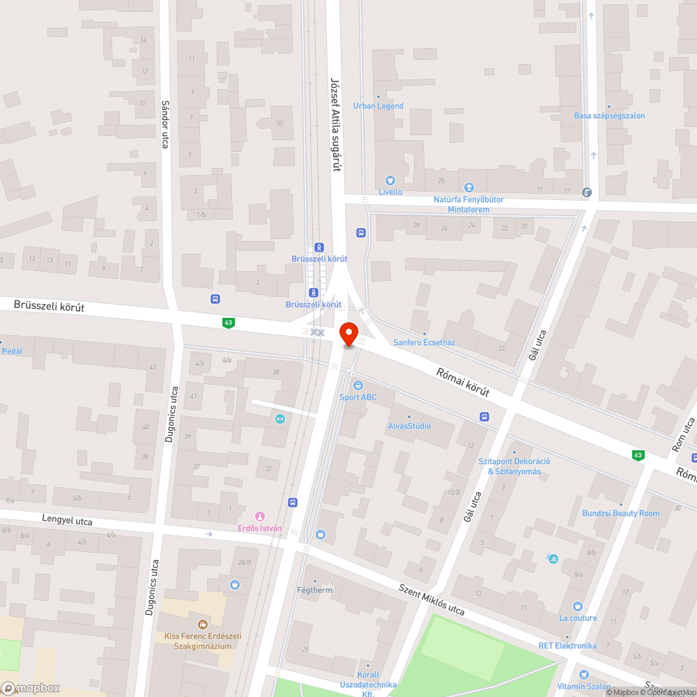 Eldugult víznyelő - Római krt. és József A. sgt. sarka, Sport ABC előtt bejelentés helye