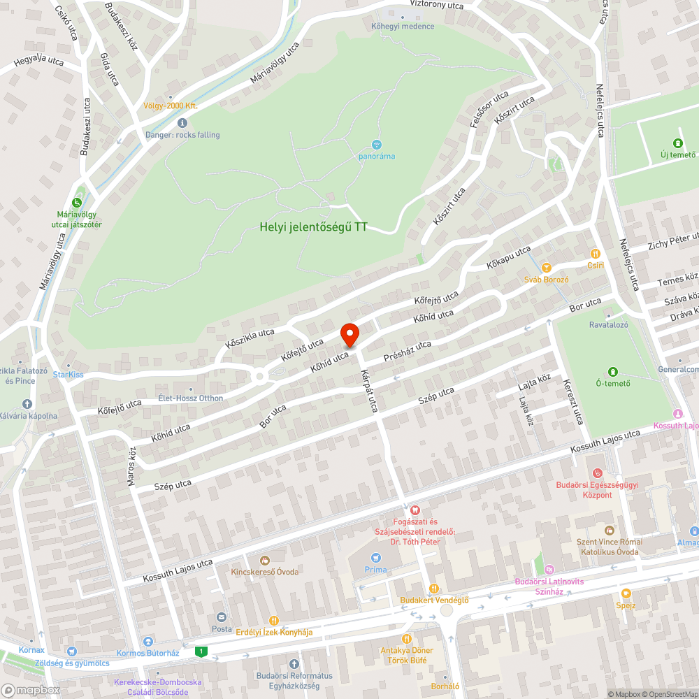 Forgalomkorlátozó táblák megrongálva - Kőhíd u. -Kárpát u. sarok bejelentés helye