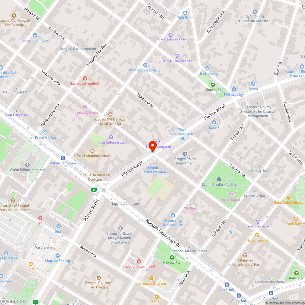 Hiányzik a kikerülési irányt mutató tábla - Párizsi krt. és Madách utca kereszteződése bejelentés helye