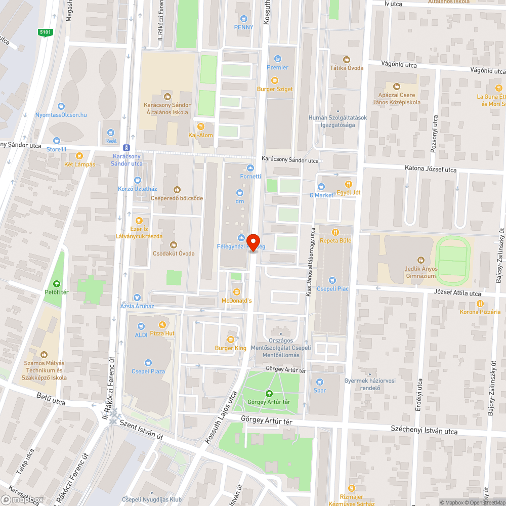 Széthullott útfelület. bejelentés helye