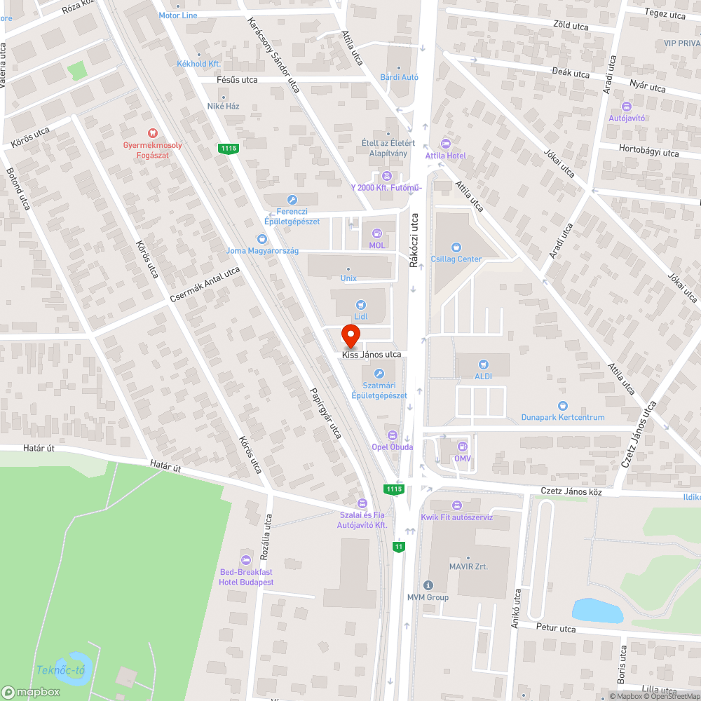 Kátyú Lidl előtti úton bejelentés helye