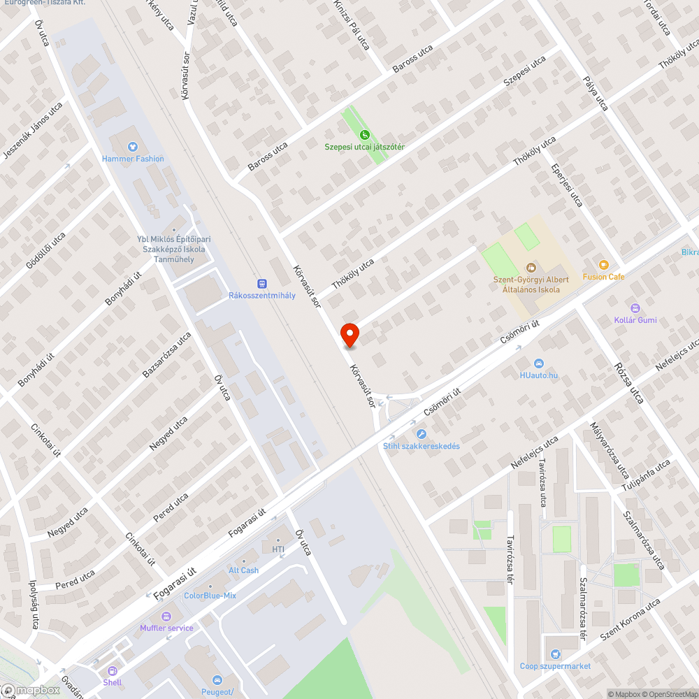 Beszakadt csatornafedő bejelentés helye