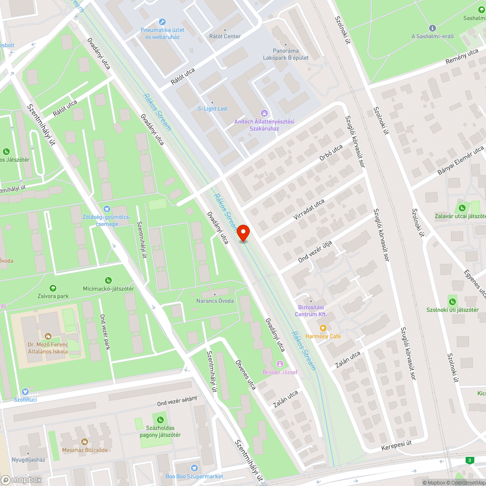 Rákos-patak szennyezése bejelentés helye