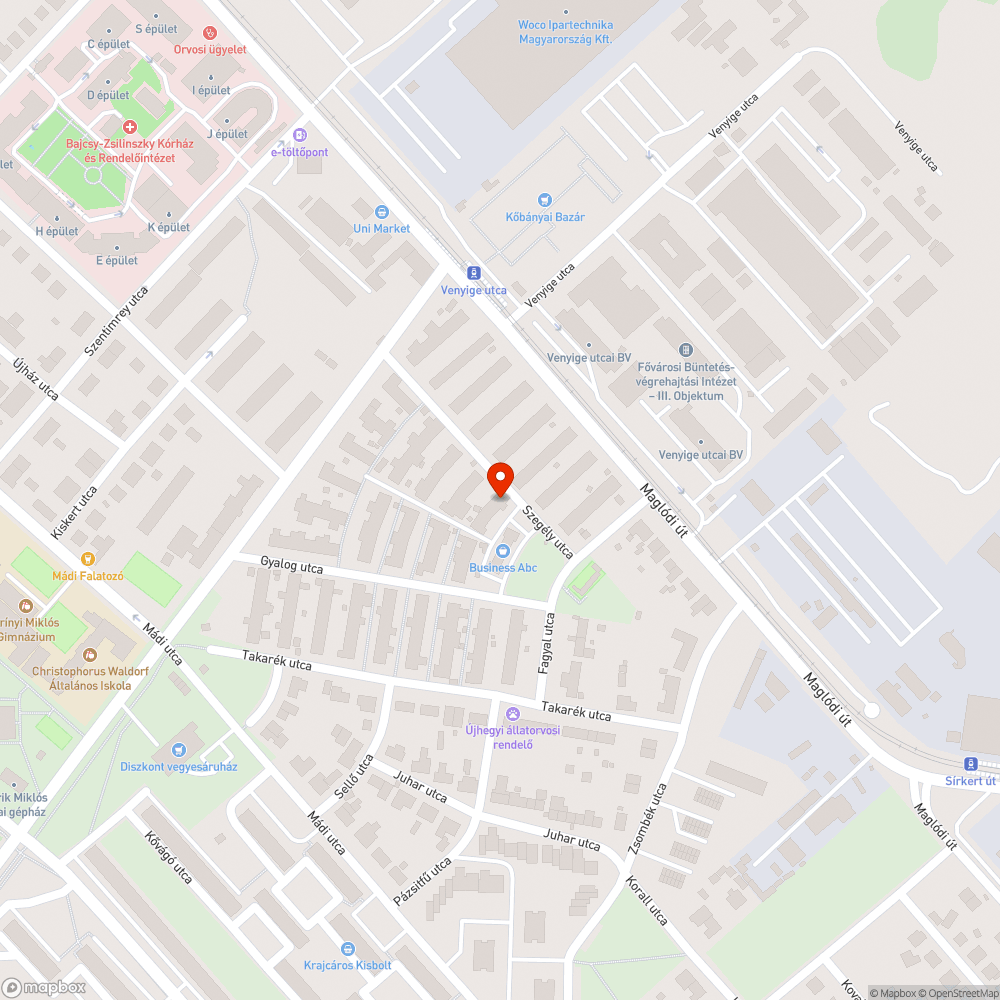 Törött gépjármű a Szegély utcában bejelentés helye