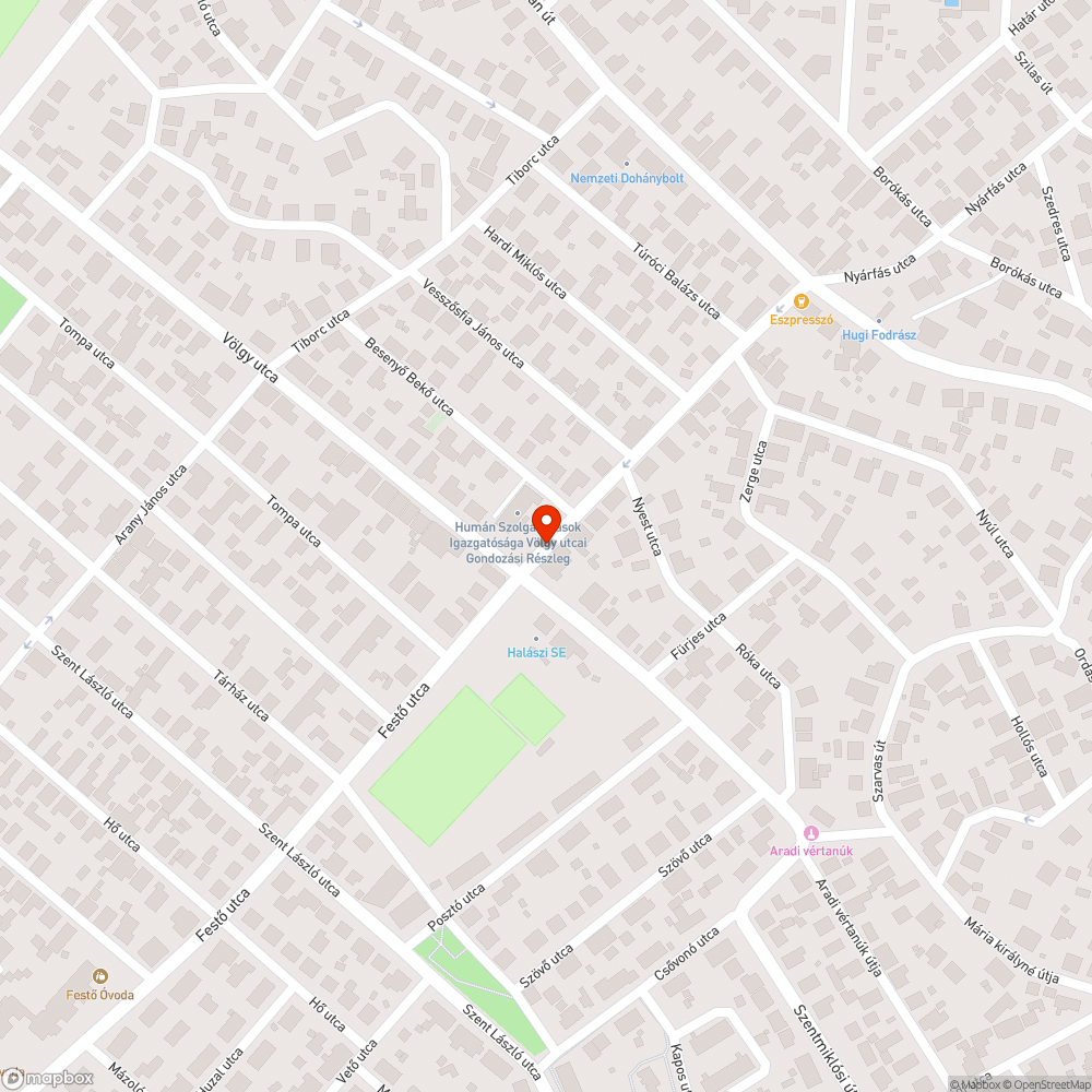 Oszlopról lelógó 3 vezeték bejelentés helye