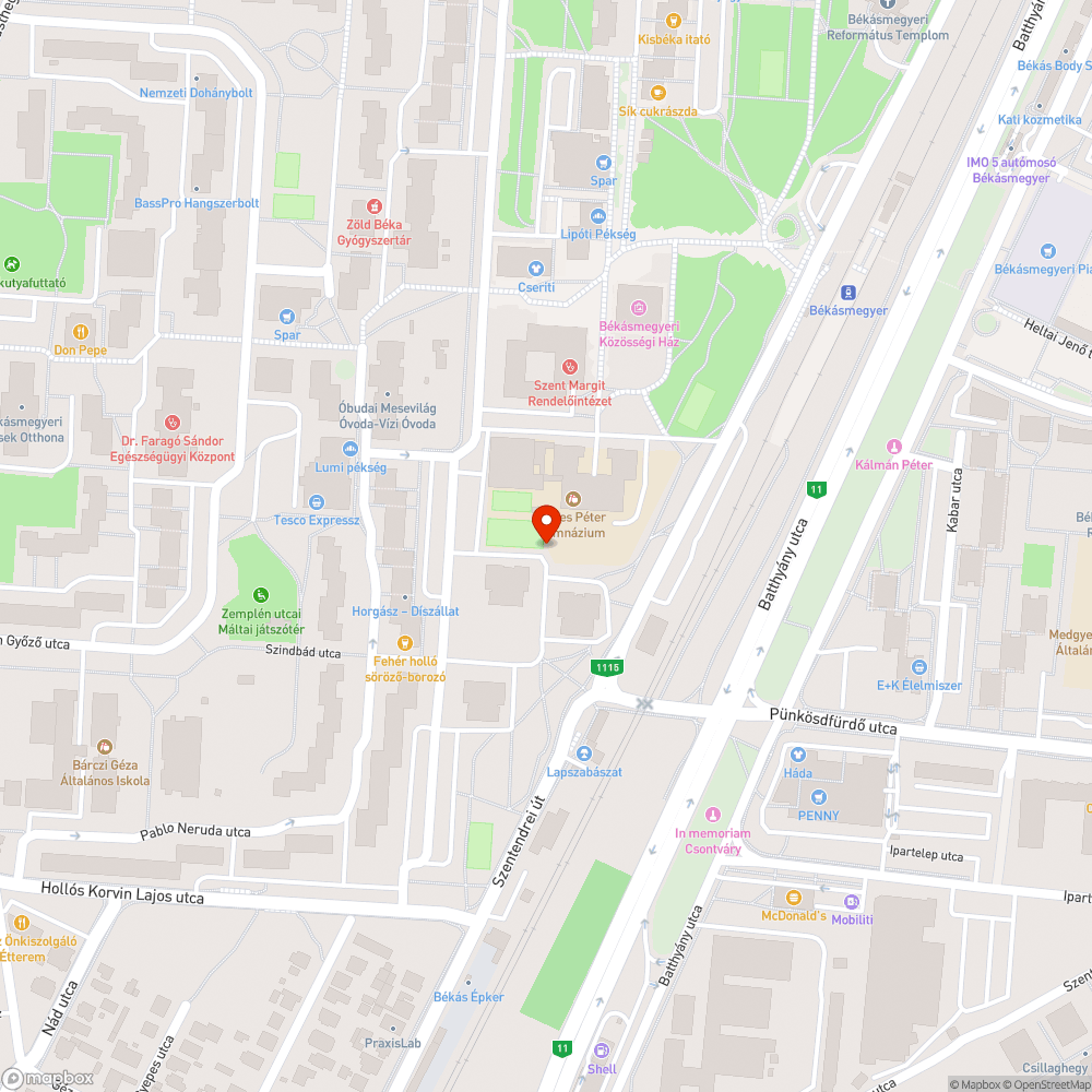 Kátyú az úton bejelentés helye